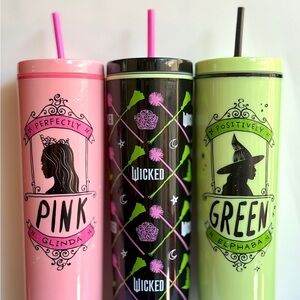 Wicked Themed Pink and Green Tumblers